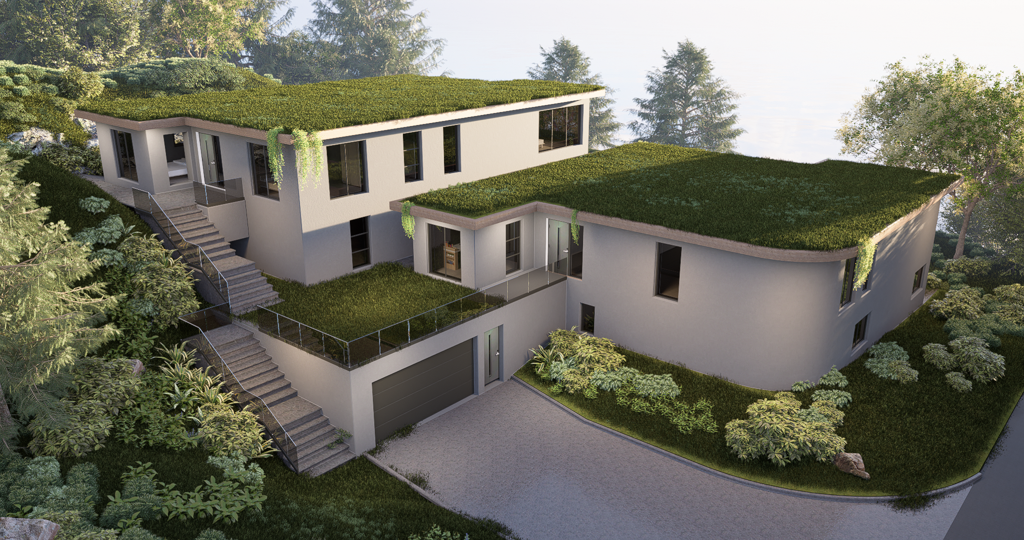 Render 1, Enebolig med kårbolig
