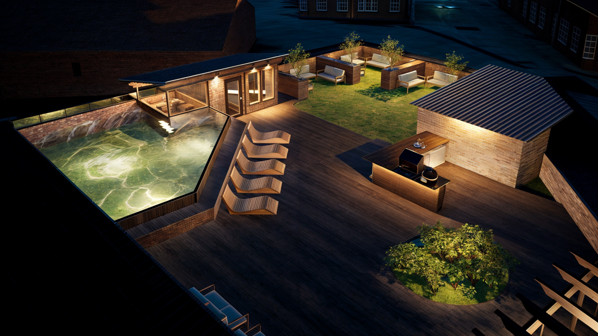 Takterrasse med basseng — Elvehuset Odda