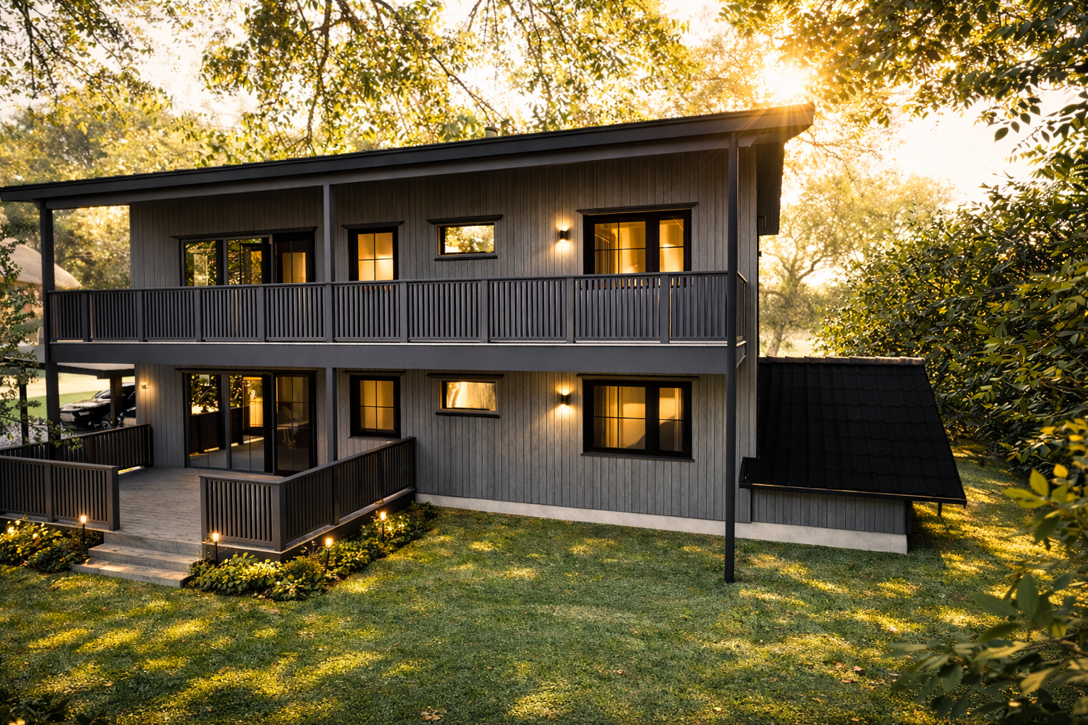 Bakside med balkong — tilbygg enebolig Drammen